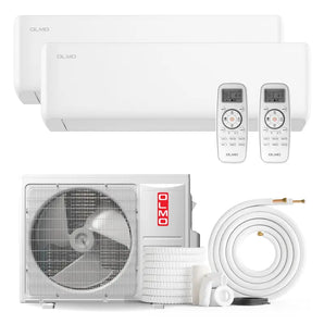 OLMO Sierra 18,000 BTU 2-Zone 9k+12k Wall Mount, 230V, R454B - Ductless Mini Split Air Conditioner Heat Pump