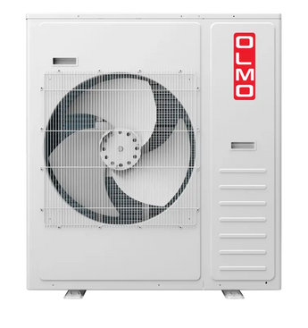 OLMO Sierra 42k BTU R454B outdoor condenser with white grille, Sierra series